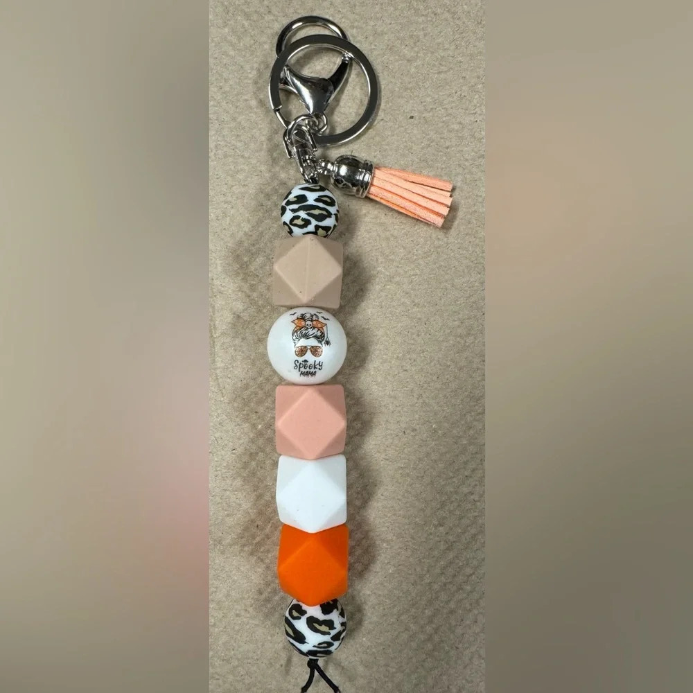 Spooky Mama Beaded Keychain